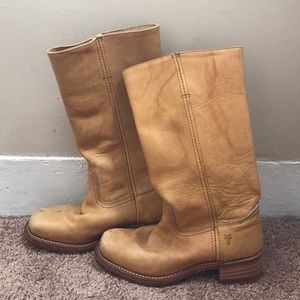 Frye Tan Mid Calf Boots with heel